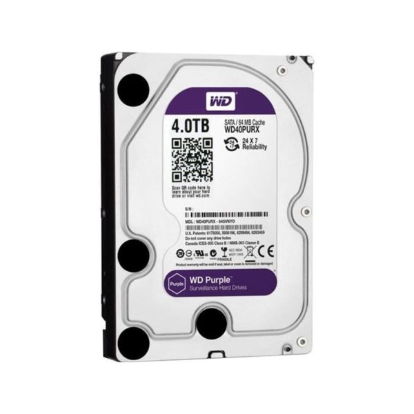 WD Purple 4TB Surveillance Hard Disk Drive - 5400 RPM Class SATA 6 Gb/s 64MB Cache 3.5 Inch - WD40PURZ