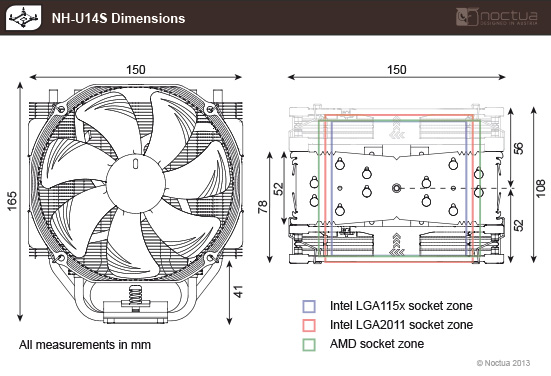 noctua nh u14s dimensions