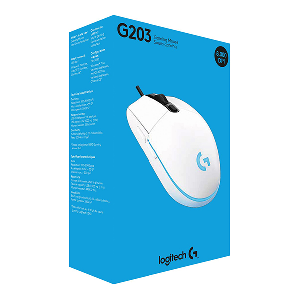 Logitech G203 maroc LightSync (Blanc)